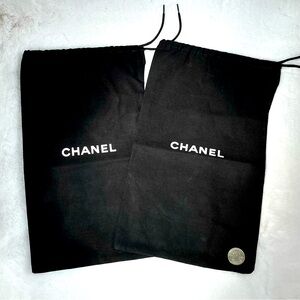 2 Authentic Chanel Black White Logo Dust Bags Shoes Bag Accessories